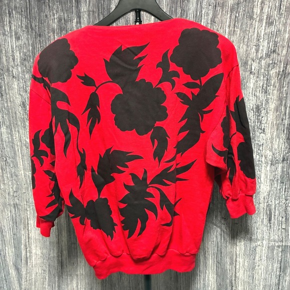 VTG Bonnie and Bill by Holly Red Floral Print Embellishment Shoulder Pad Size M - Picture 2 of 8